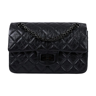 香奈兒 CHANEL 2.55 迷你 口蓋包 AS0874 Y83608 晶片款 SO BLACK2.55 20CM 防塵袋/購買證明影本
