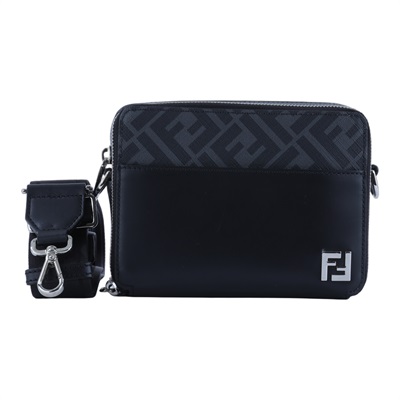 芬迪 FENDI FF 肩背包 斜背包 相機包 郵差包 7M0357AFF2 黑方形FF相機包 背帶