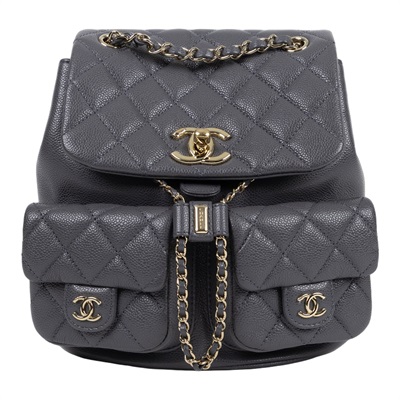 香奈兒 CHANEL Duma 經典 CC Logo 菱格紋 雙肩 後背包 AS3860 晶片款 灰荔枝DUMA 中號 防塵袋