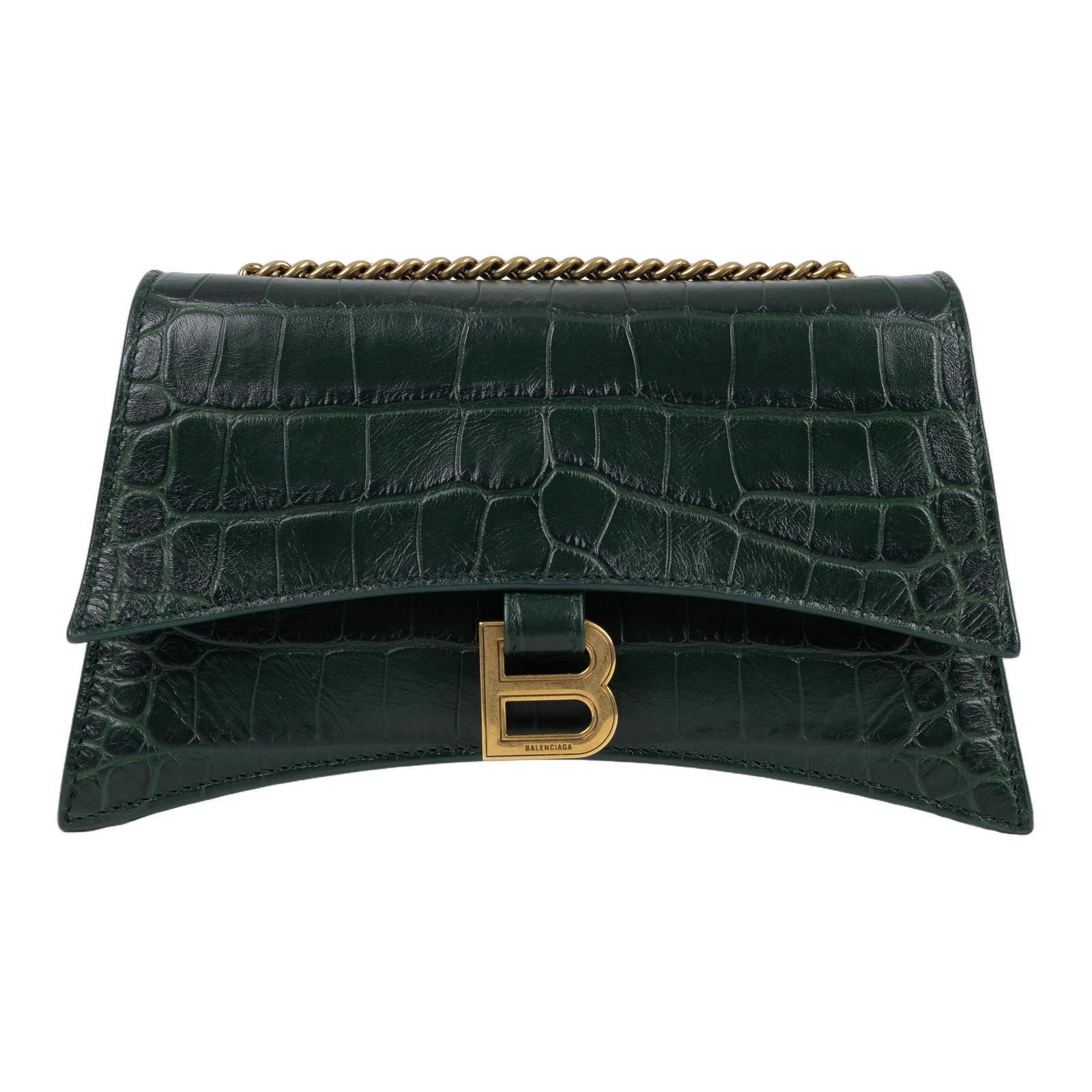巴黎世家 BALENCIAGA Crush S 肩背包 鱷魚壓紋牛皮 736016210IX 綠鱷魚壓紋Crush Sling鏈帶包 XS 無附屬品