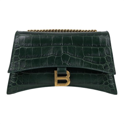 巴黎世家 BALENCIAGA Crush S 肩背包 鱷魚壓紋牛皮 736016210IX 綠鱷魚壓紋Crush Sling鏈帶包 XS 無附屬品