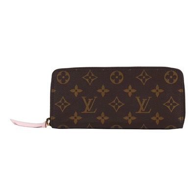 路易威登 LOUIS VUITTON Clémence 錢包 拉鍊 長夾 經典帆布 芭蕾粉色 M61298 晶片款 原花ZIPPY拉鏈長夾 原廠盒子/ 防塵袋