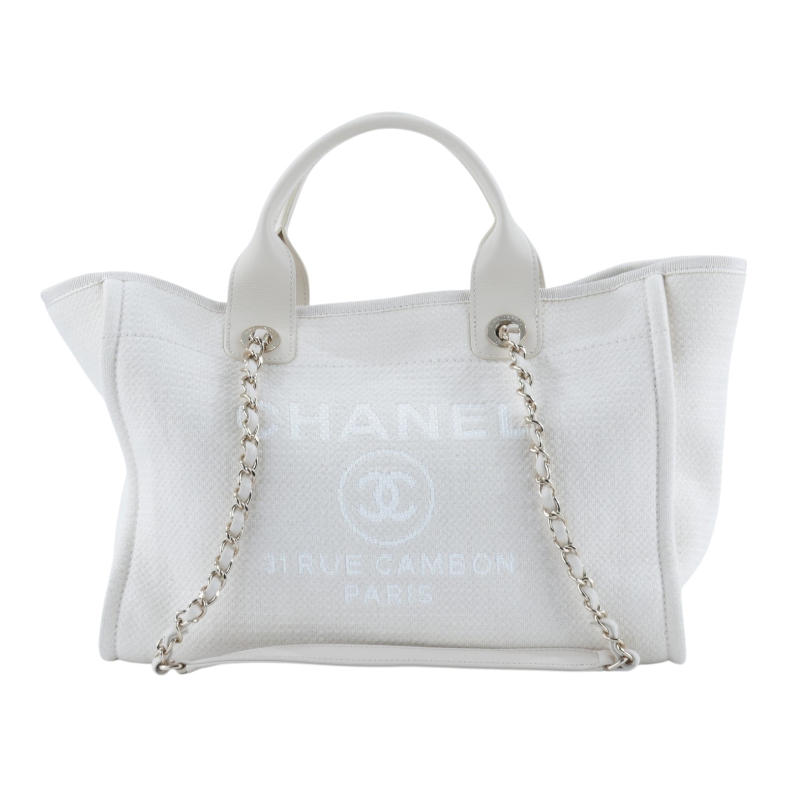 香奈兒 CHANEL 海灘包 小型 AS3257 晶片款 米白沙灘包DEAUVILLE 內袋