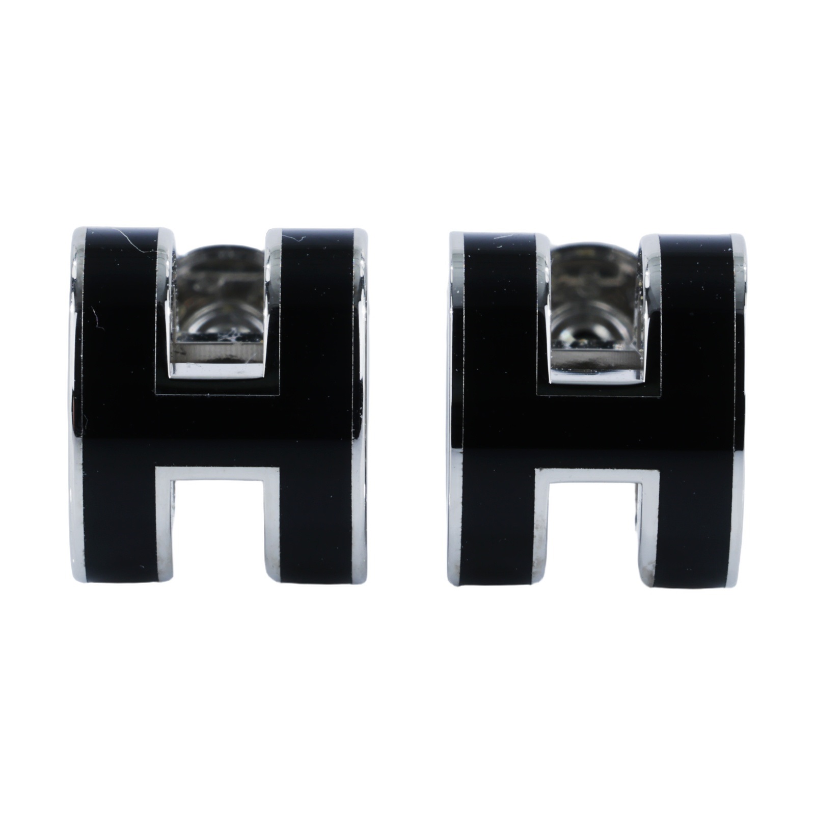 愛馬仕 Hermes Mini Pop H 耳釘 黑色 H608002FP03 GD 12 01 黑銀POP H 耳環 原廠盒子/內襯/防塵袋