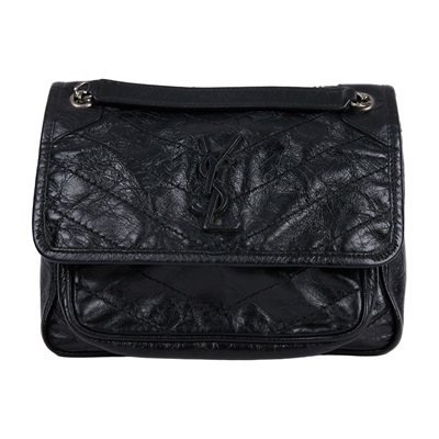 聖羅蘭 YSL SAINT LAURENT Niki 復古小牛皮 Baby 斜背 翻蓋包 5330370EN04 黑NIKI BABY 無附屬品