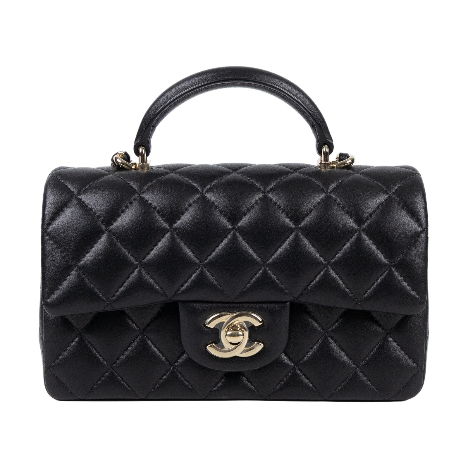 香奈兒 CHANEL Coco 20  Handle 肩背 斜背 迷你 口蓋包 AS2431 晶片款 黑金羊COCO HANDLE 20 原廠盒子/防塵袋