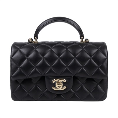 香奈兒 CHANEL Coco 20  Handle 肩背 斜背 迷你 口蓋包 AS2431 晶片款 黑金羊COCO HANDLE 20 原廠盒子/防塵袋