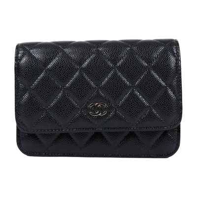 香奈兒 CHANEL WOC 斜背包 鏈條包 手機包 AP1649 B03847 30開黑銀荔枝WOC MINI 原廠盒子/防塵袋/保證卡/購買證明