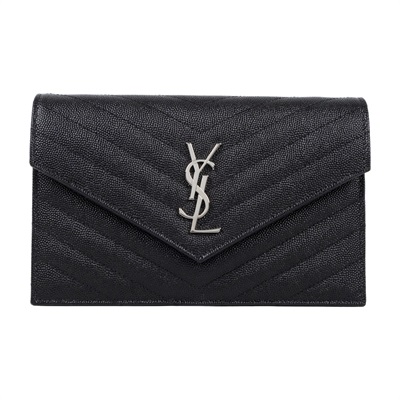 聖羅蘭 YSL SAINT LAURENT Cassandre 信封袋式 鏈條 錢包 銀色五金 742920BOW02  原廠盒子/防塵袋/背帶/收據