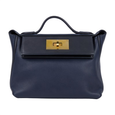 愛馬仕 Hermes 24/24 21 手提包 24/24/21 B HT 293 SU B刻 藍金24/24 MINI 背帶