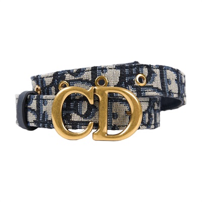 迪奧 CHRISTIAN DIOR Saddle 20mm 腰帶 皮帶 B0042CTZQ_70 藍緹花皮帶#70 原廠盒子/防塵袋/購買證明