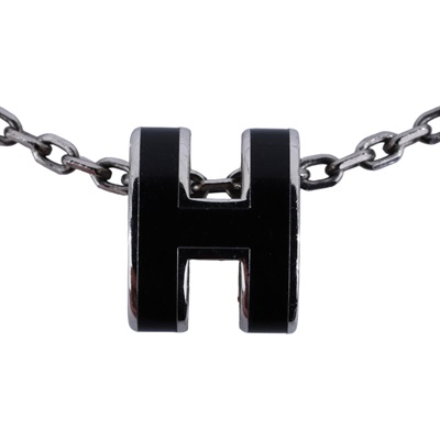 愛馬仕 Hermes Mini Pop H 墜飾 黑色 H147992FP03 ST 02 22 黑銀色POP H項鍊 無附屬品