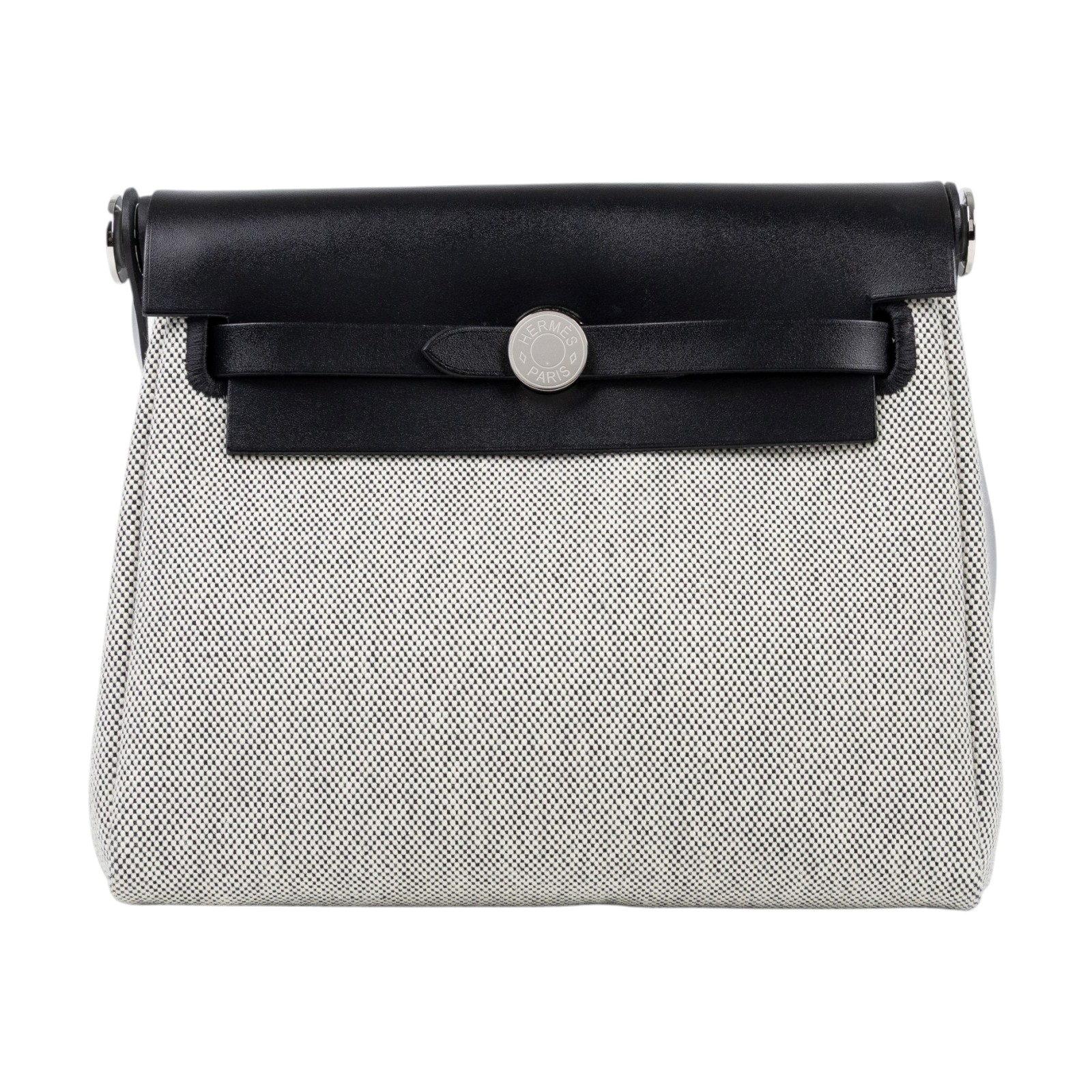 愛馬仕 Hermes Herbag Zip 20 銀色五金 米白 米色 黑色 H085414CKAF /K AA 006 ZA  原廠盒子/防塵袋/背帶/購買證明