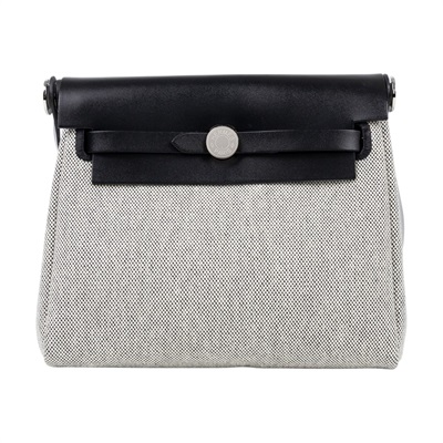 愛馬仕 Hermes Herbag Zip 20 銀色五金 米白 米色 黑色 H085414CKAF /K AA 006 ZA  原廠盒子/防塵袋/背帶/購買證明