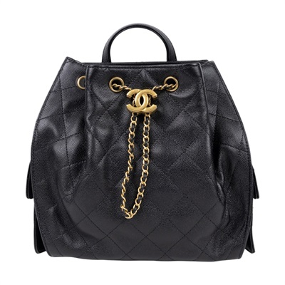 香奈兒 CHANEL 25 後背包 中型 AS5600 晶片款 黑金荔枝25後背包 原廠盒子/防塵袋