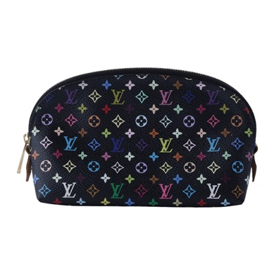 路易威登 LOUIS VUITTON 村上隆 Monogram Multicolor Pochette 化妝包 手拿包 M47355 黑三彩化妝包 無附屬品