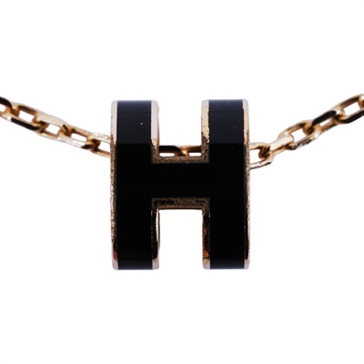 愛馬仕 Hermes Mini Pop H 墜飾 黑色 H147992Fv03 GD 02 33 黑金H POP 項鍊 無附屬品