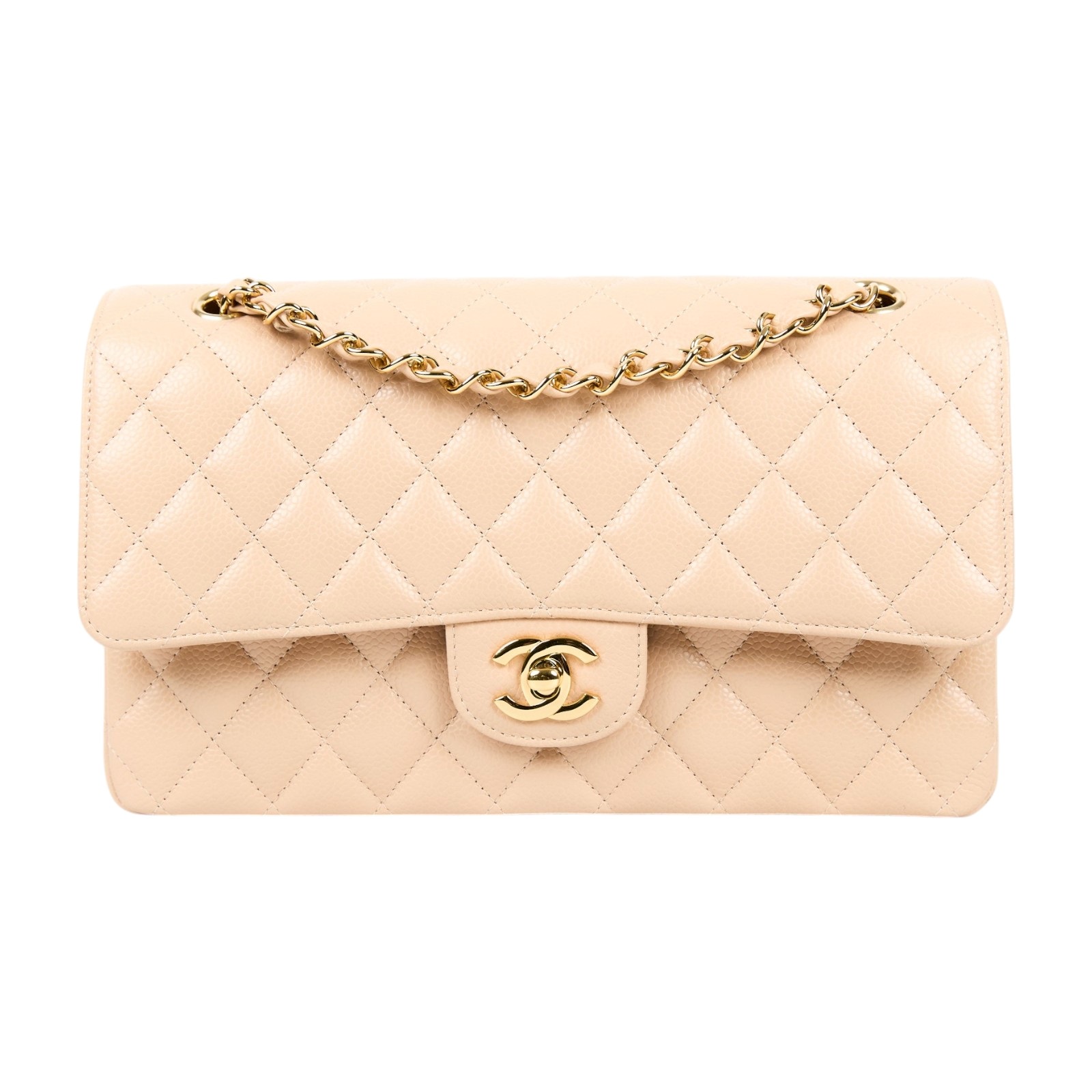 香奈兒 CHANEL CF 經典 11.12 口蓋包 A01112 Y01864 31開 奶茶金釦荔枝COCO25 原廠盒子/防塵袋/保證卡/購買證明