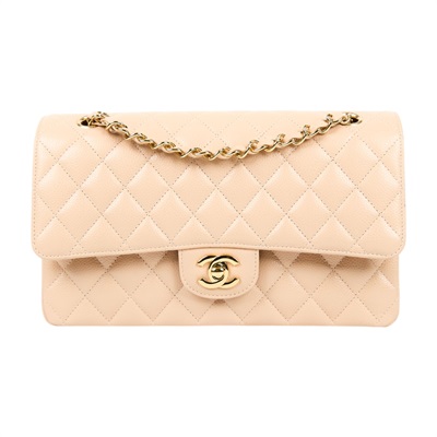 香奈兒 CHANEL CF 經典 11.12 口蓋包 A01112 Y01864 31開 奶茶金釦荔枝COCO25 原廠盒子/防塵袋/保證卡/購買證明