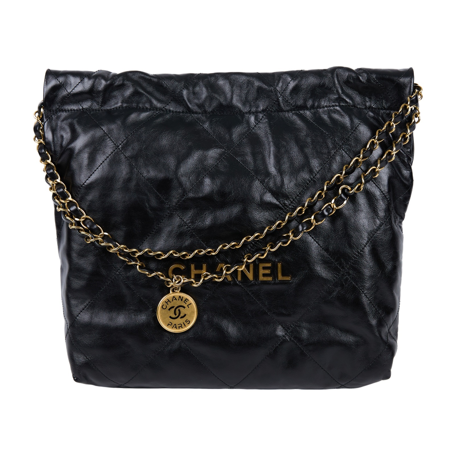 香奈兒 CHANEL 22 小型 流浪包 肩背包 AS3260 B08037 晶片款 黑金22包小號 原廠盒子/防塵袋/內袋/購買證明影本