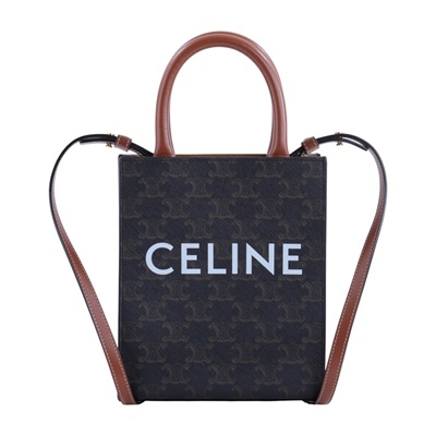 思琳 CELINE Triomphe帆布 迷你 直式 Cabas 肩背 手提包 194372BZK 原花凱旋門直立CABAS MINI 防塵袋/背帶