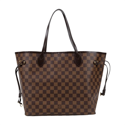 路易威登 LOUIS VUITTON Neverfull MM  棕棋盤格 肩背 購物袋 櫻桃紅內襯 N40599  防塵袋/內袋