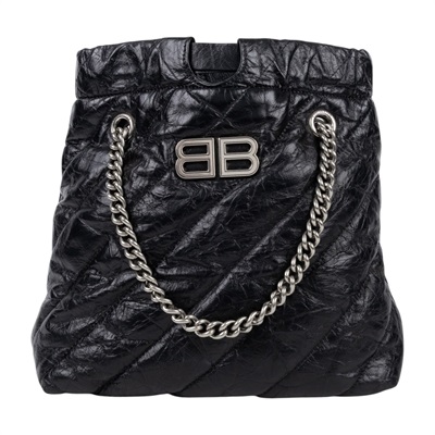 巴黎世家 BALENCIAGA Crush 束口購物包 小型 742942210J0 黑CRUSH肩背包小號 無附屬品