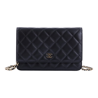 香奈兒 CHANEL CC LOGO 菱格紋 三用 woc 鏈帶包 A33814 Y01295 25開 黑金羊WOC 原廠盒子/防塵袋/保證卡/購買證明