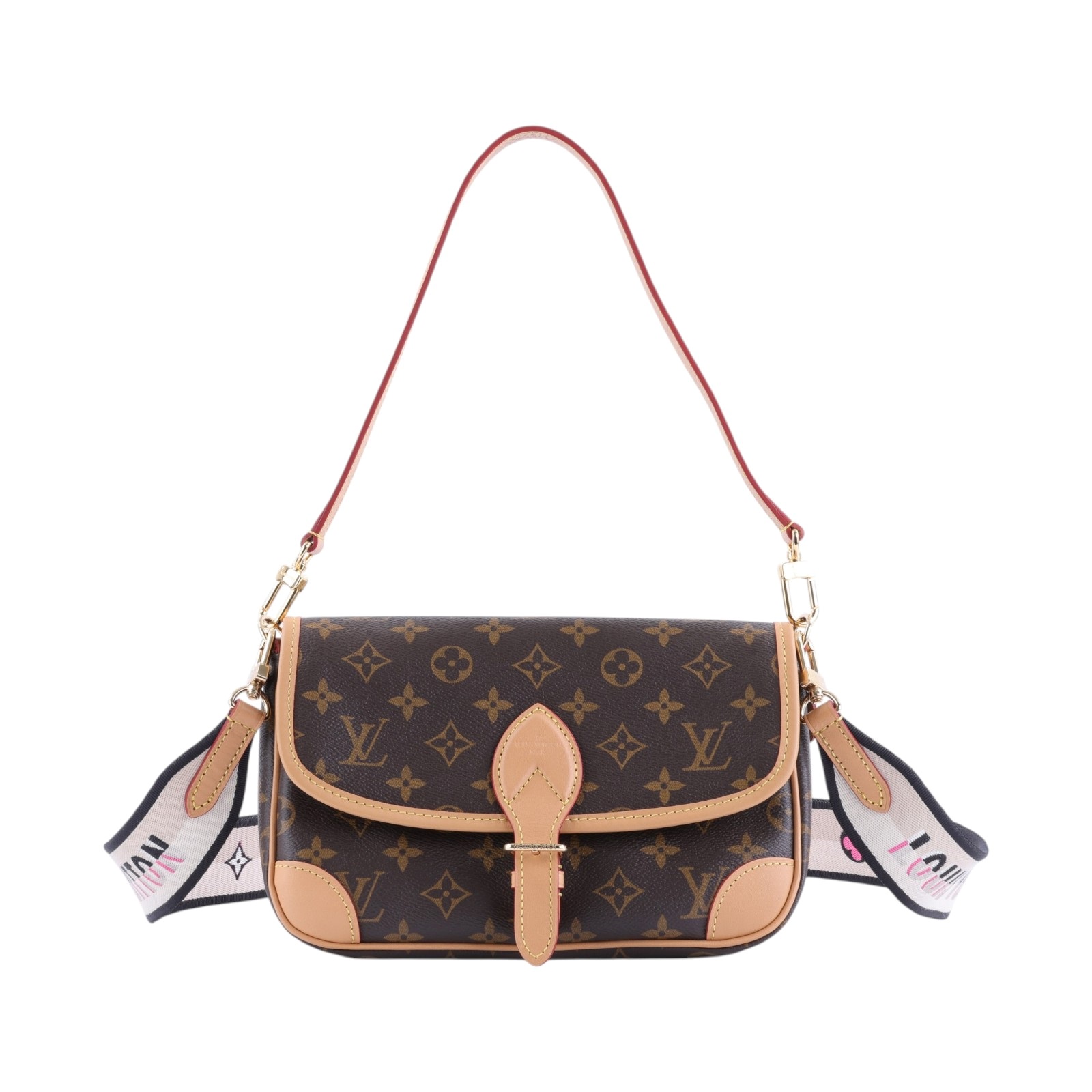 路易威登 LOUIS VUITTON Diane 腋下包法棍 單肩背包 經典帆布 M45985 晶片款 原花DIANE 原廠盒子/防塵袋/背帶/提把/購買證明