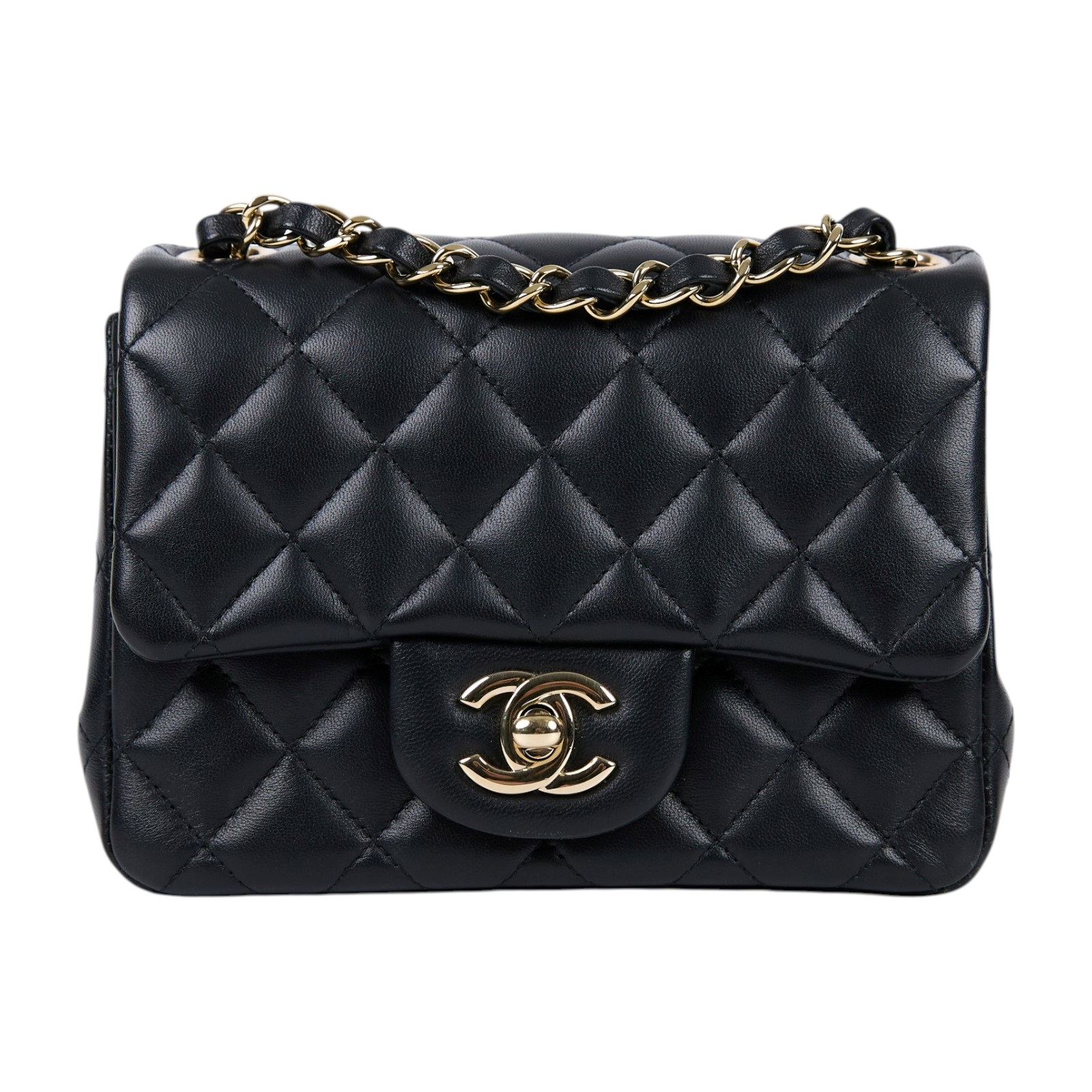 香奈兒 CHANEL CF 方形 迷你 口蓋包 A35200 晶片款 黑金羊方胖COCO 17 防塵袋