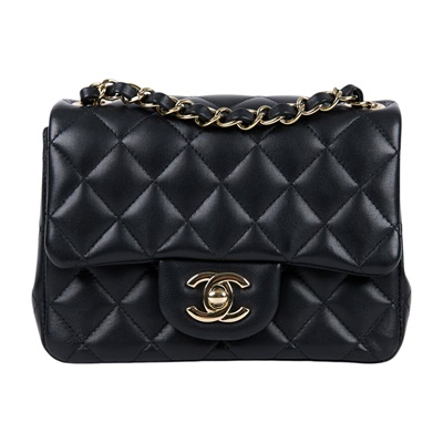 香奈兒 CHANEL CF 方形 迷你 口蓋包 A35200 晶片款 黑金羊方胖COCO 17 防塵袋