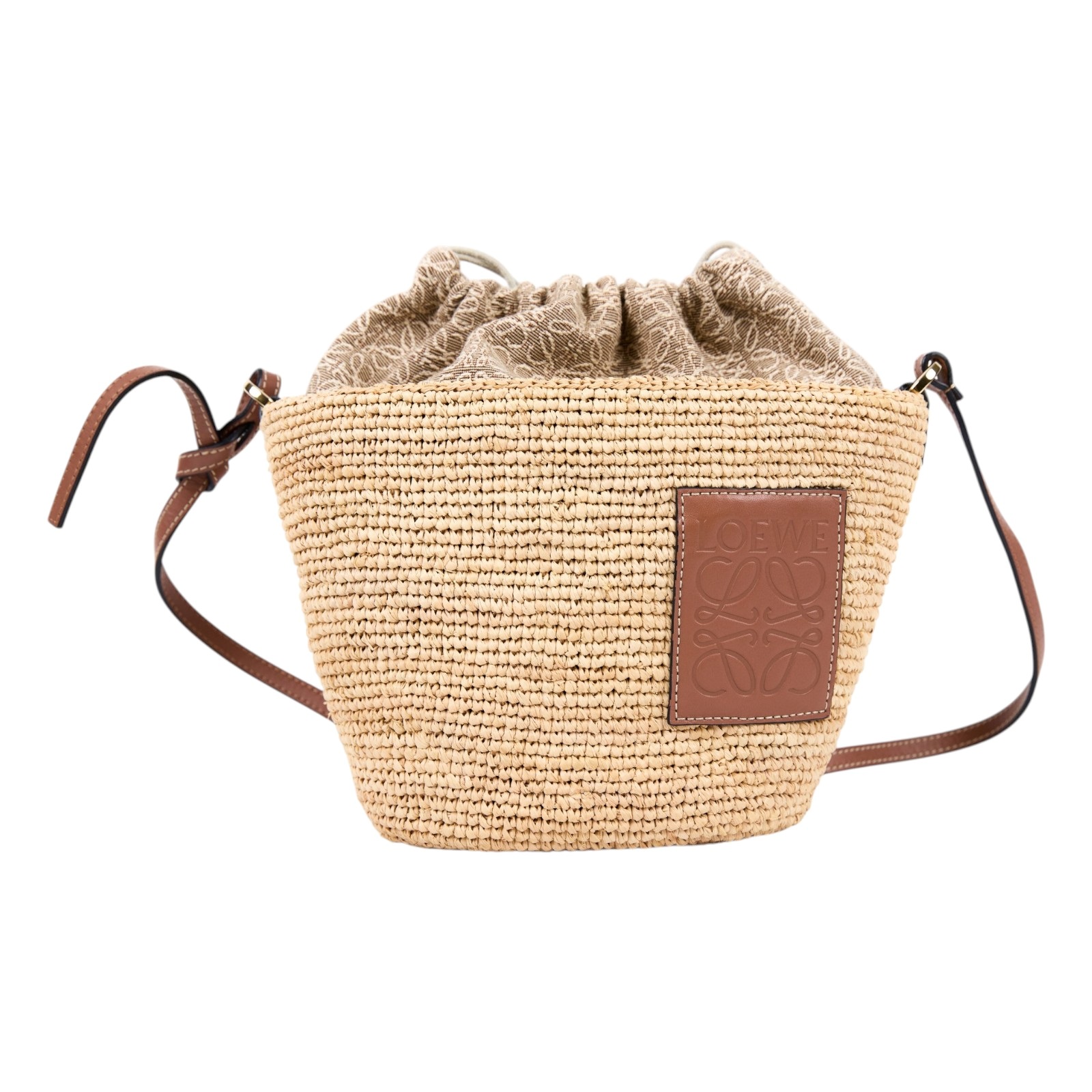 羅意威 LOEWE Anagram Pochette 手工編織 拉菲草 肩背包 A689C70X08  防塵袋