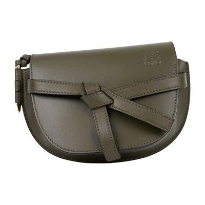 羅意威 LOEWE Mini Gate Dual bag 迷你 小牛皮 肩背包 帆布背帶 A650N46X13 墨綠色帆布背帶GATE MINI 防塵袋