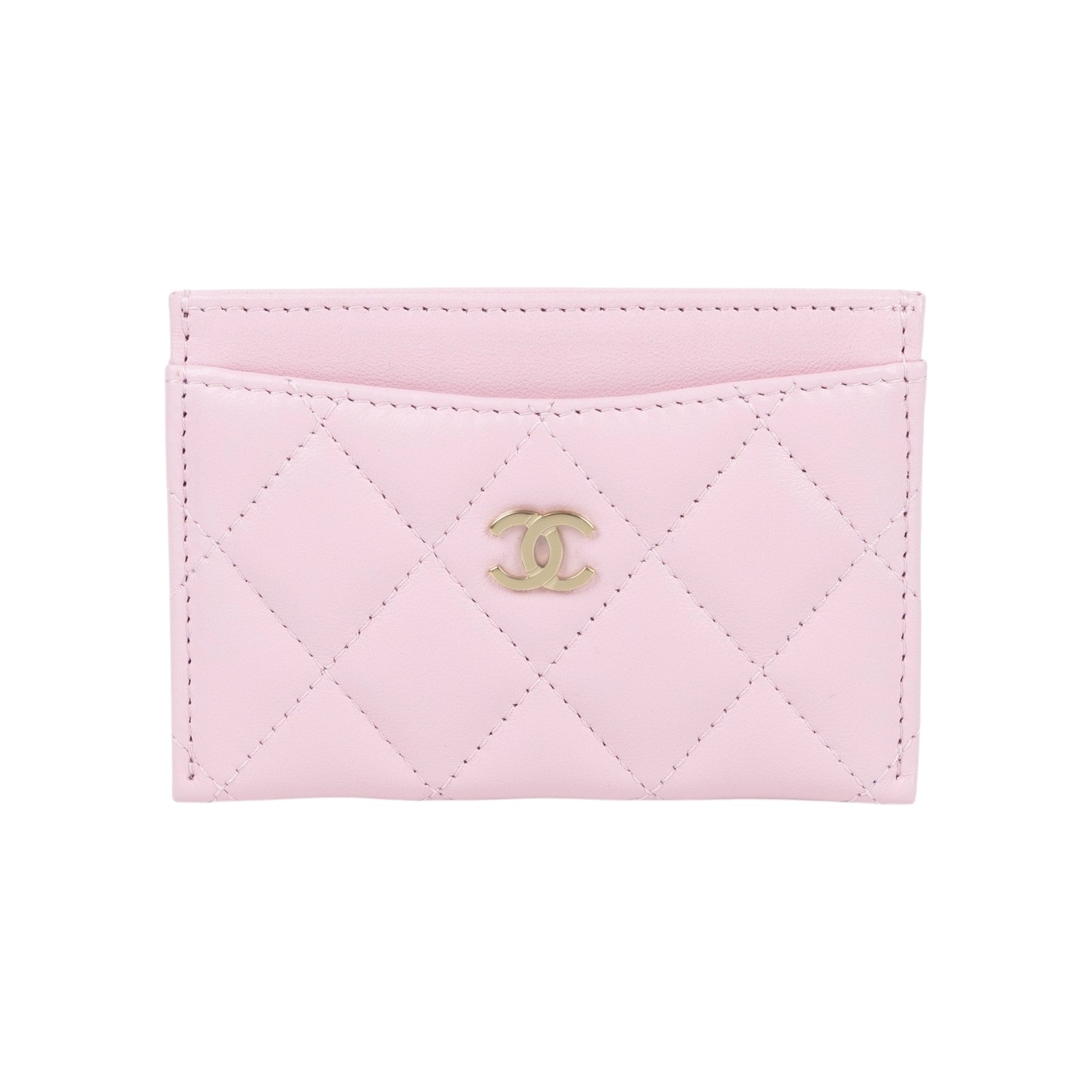 香奈兒 CHANEL CC LOGO 經典卡片夾 AP0213 晶片款 粉銀羊菱格卡夾 原廠盒子/防塵袋