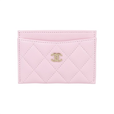 香奈兒 CHANEL CC LOGO 經典卡片夾 AP0213 晶片款 粉銀羊菱格卡夾 原廠盒子/防塵袋