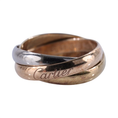 卡地亞 CARTIER Trinity 戒指  K18 TRINITY 三環戒指#46 原廠盒子/保書