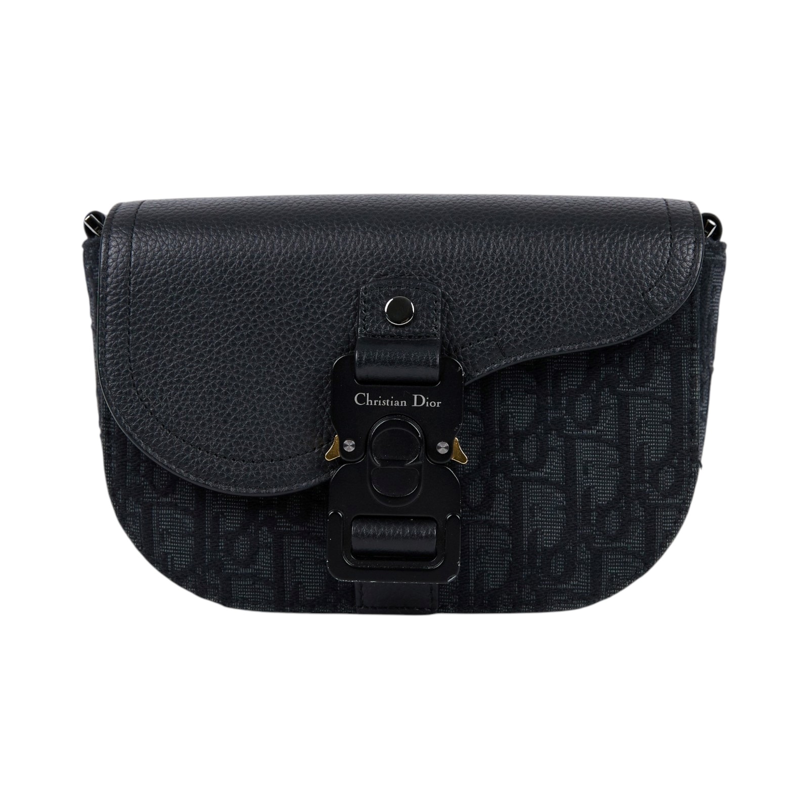 迪奧 CHRISTIAN DIOR Saddle 迷你 翻蓋 郵差包 2ADCA435YKS 黑緹花馬鞍包 無附屬品