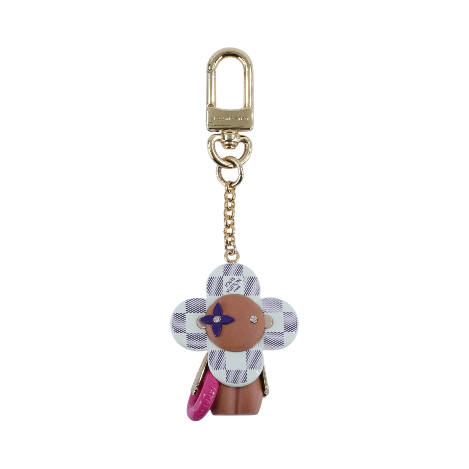 路易威登 LOUIS VUITTON Vivienne 掛飾 鑰匙圈 木頭 PVC 白色 金色金屬配件 M01168  原廠盒子/防塵袋