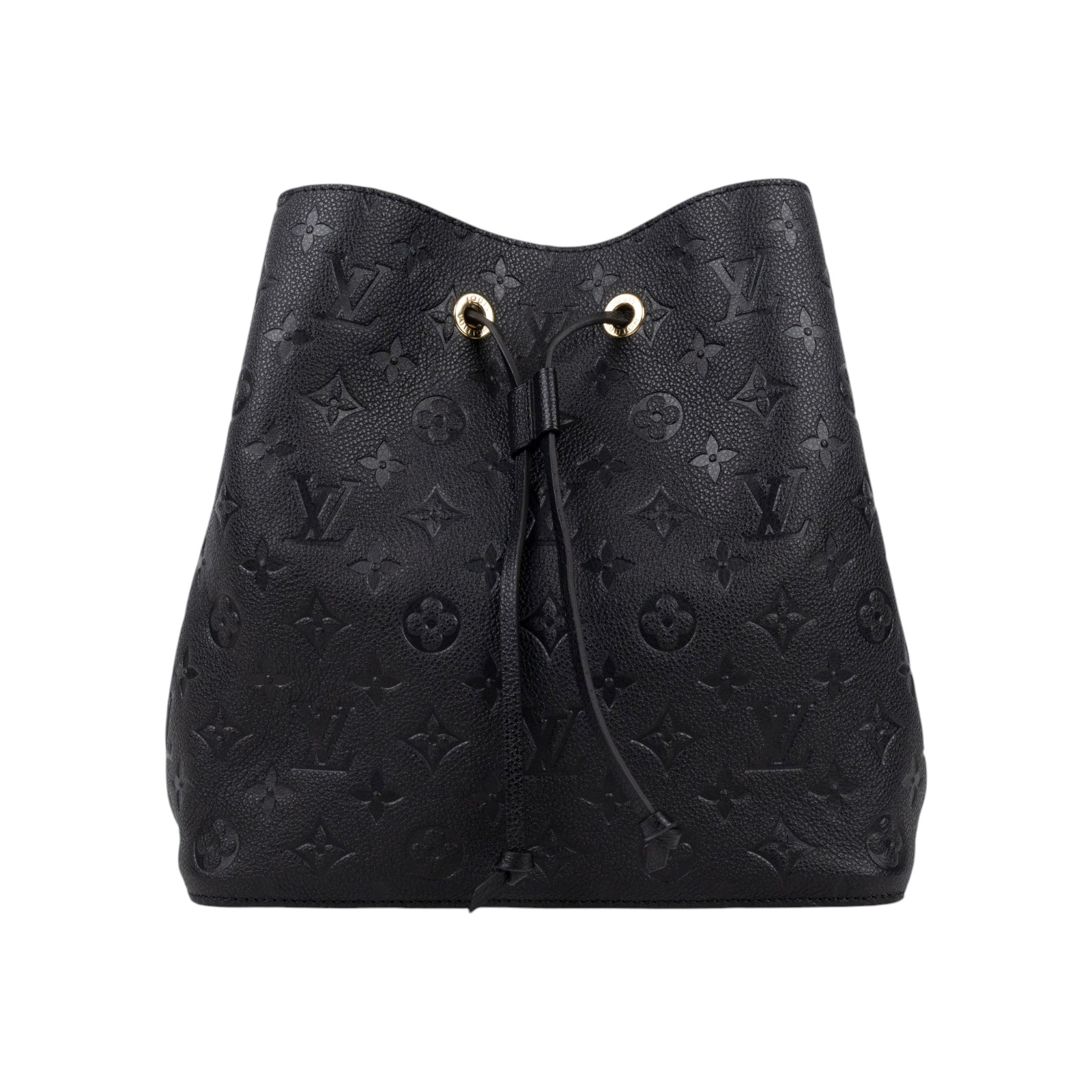路易威登 LOUIS VUITTON NéoNoé MM 黑色 粒面壓花牛皮 束口水桶包 M45256 晶片款  防塵袋/背帶2/收據影本