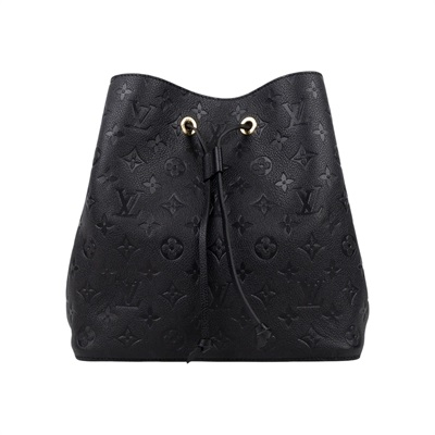 路易威登 LOUIS VUITTON NéoNoé MM 黑色 粒面壓花牛皮 束口水桶包 M45256 晶片款  防塵袋/背帶2/收據影本