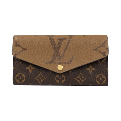 路易威登 LOUIS VUITTON Sarah 錢包 Reverse帆布 M80726 晶片款 原花雙色SARAH長夾 原廠盒子/防塵袋