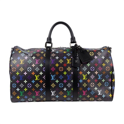 路易威登 LOUIS VUITTON TM 村上隆 Keepall Bandouliere 50 手提包 肩背包 旅行袋 M13745 晶片款  防塵袋/鎖組/掛飾2/背帶