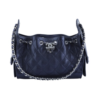 香奈兒 CHANEL 25 迷你包 AS5631 晶片款 藍銀荔枝25包 MINI 防塵袋