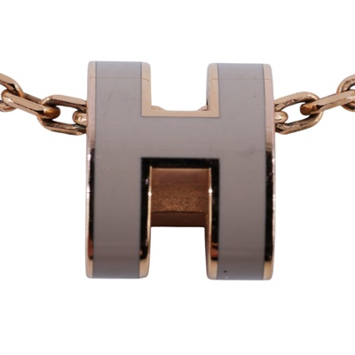 愛馬仕 Hermes Mini Pop H 墜飾 POPHPMINI GD0235 栗子灰 MINI POP H 項鍊 防塵袋