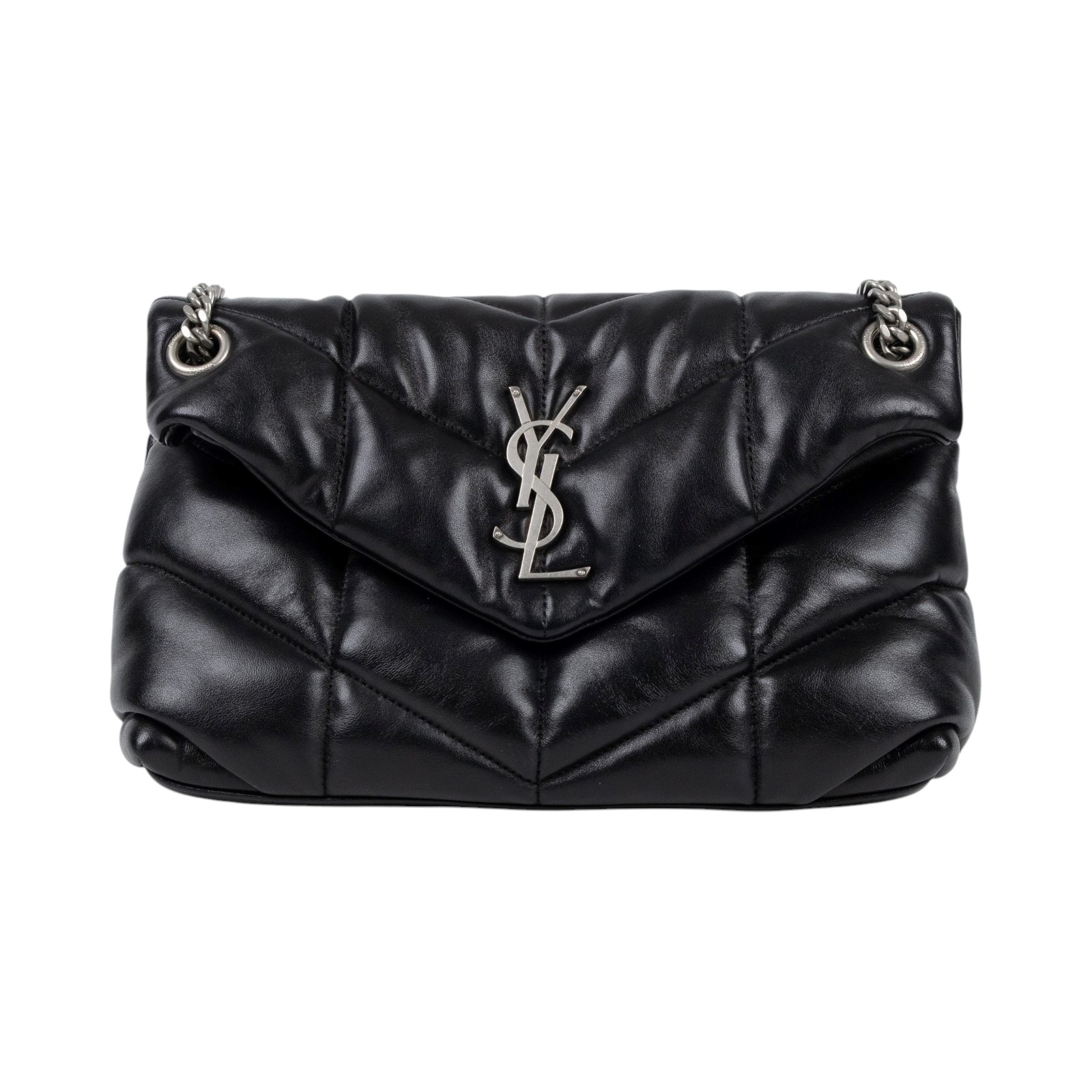 聖羅蘭 YSL SAINT LAURENT Puffer 絎縫納帕皮包 小型 銀色五金 5774761EL00 黑金PUFFER小號 無附屬品