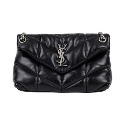 聖羅蘭 YSL SAINT LAURENT Puffer 絎縫納帕皮包 小型 銀色五金 5774761EL00 黑金PUFFER小號 無附屬品