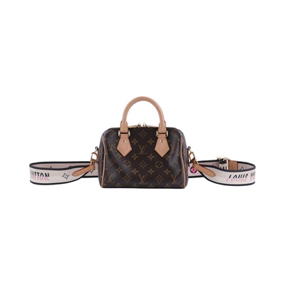 路易威登 LOUIS VUITTON Speedy Bandoulière  20 原花 手提 斜背 波士頓包 黑色 M46234 晶片款  背帶/鎖組