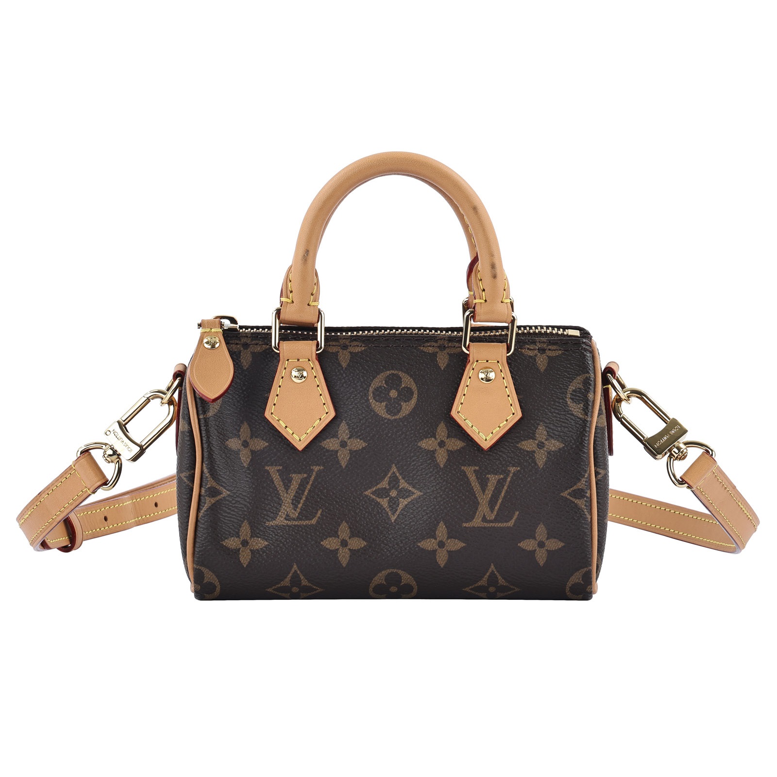 路易威登 LOUIS VUITTON Nano Speedy 原花 手提 肩背包 M81085 原花NANO SPEEDY 原廠盒子/防塵袋/購買證明/背帶