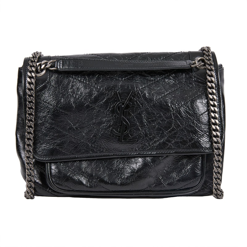 聖羅蘭 YSL SAINT LAURENT Niki 復古皮革 中型手袋 6331580EN04 黑NIKI中號 防塵袋/購買證明正本