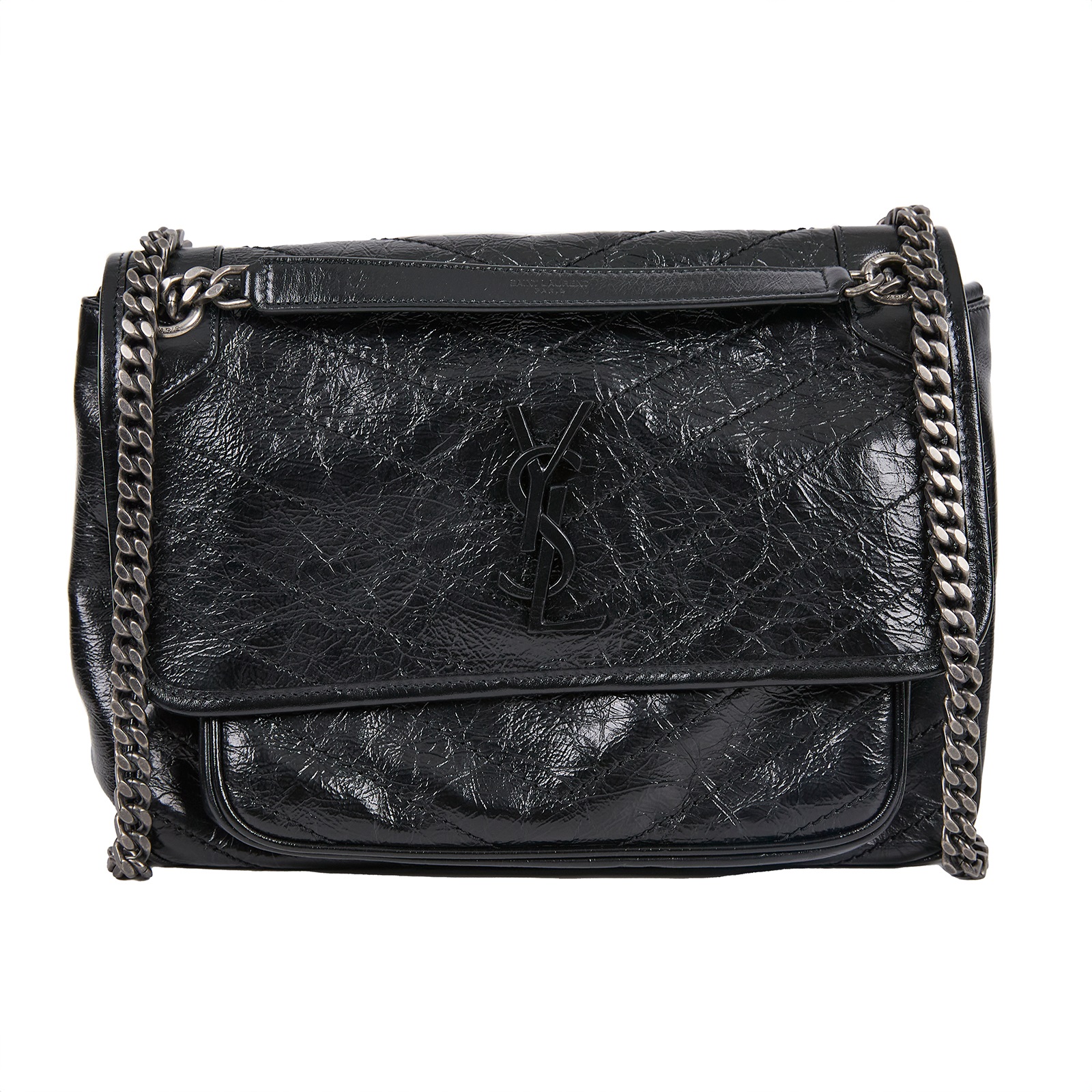 聖羅蘭 YSL SAINT LAURENT Niki 復古皮革 中型手袋 6331580EN04 黑NIKI中號 防塵袋/購買證明正本